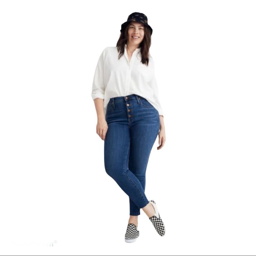 Madewell Hi Rise Skinny Buttonfly Magic Pockets Size 37 Curvy Plus Size Sexy